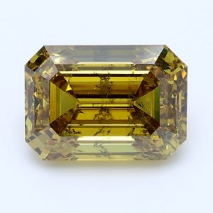 2.040ct Fancy Deep Brownish Greenish Yellow I1 Emerald Cut Natural Certified Diamond