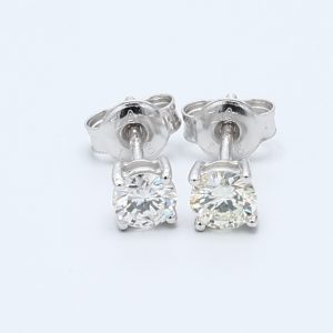 0.51, 0.51ct Round 9kt White Gold Natural Diamond Earring