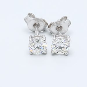 0.31, 0.30ct Round  9kt White Gold Natural Diamond Earring