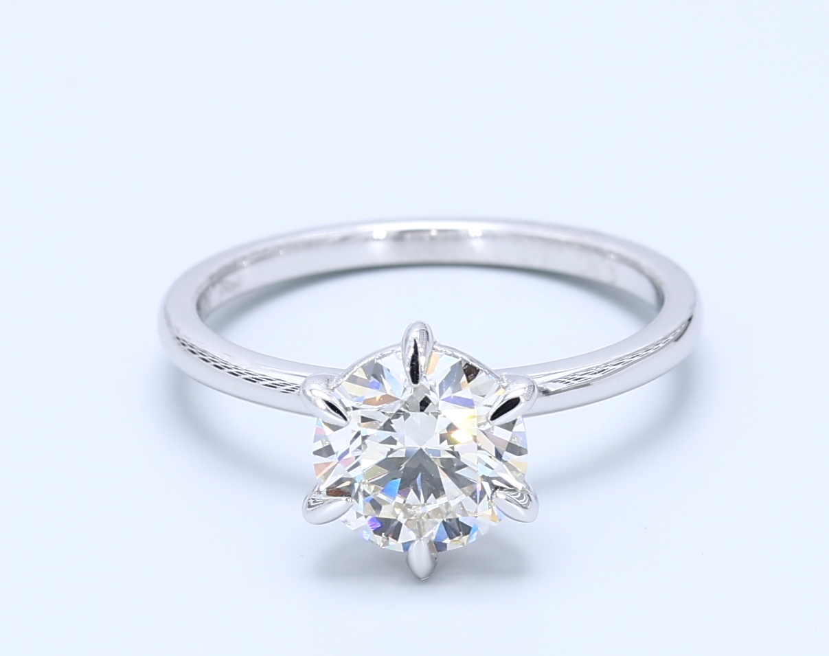1.70ct Round 18kt White Gold Natural Diamond Engagement Ring