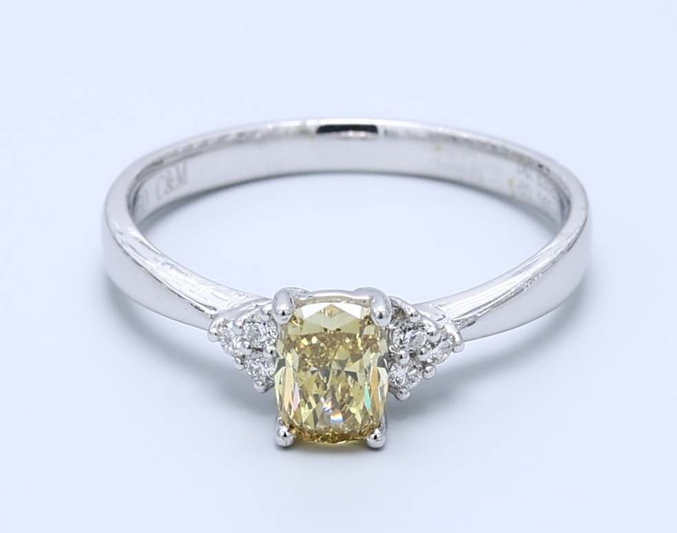 0.62ct Cushion Modified Brilliant Platinum Natural Diamond Ring