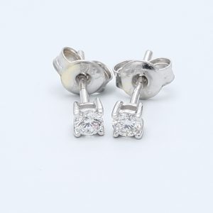 0.18, 0.18ct Round 9kt White Gold Natural Diamond Earring