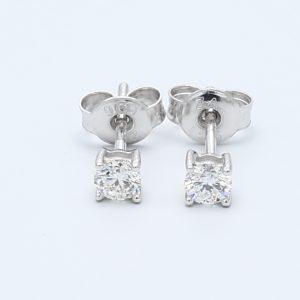 0.28, 0.28ct Round 9kt White Gold Natural Diamond Earring