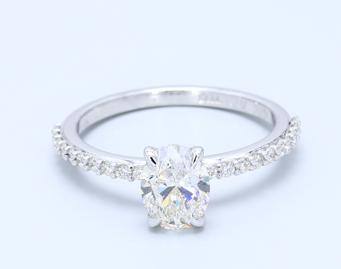 1.00ct Oval 14kt White Gold Natural Diamond Engagement Ring