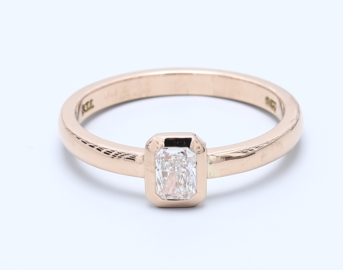 0.26ct Radiant Diamond Bezel Solitaire Ring
