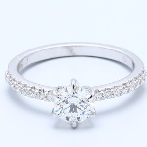 0.708ct Round White Gold Natural Diamond Engagement Ring
