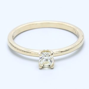 0.31ct Cushion Yellow Gold Natural Diamond Engagement Ring